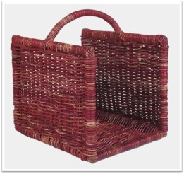 rattan log basket red color